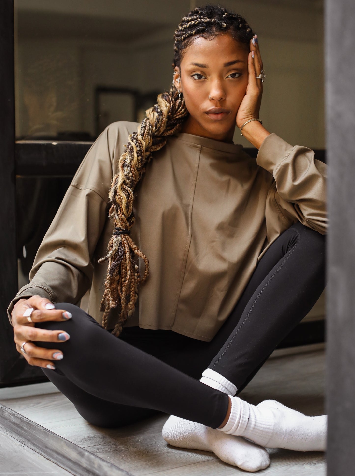 Flow Oversized Top - Olive Brown